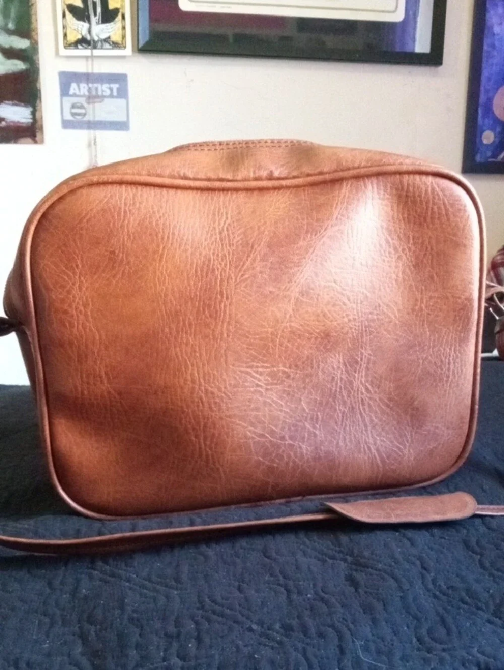 70s Classic Brown Vinyl Carry On Travel Shoulder Laptop Bag